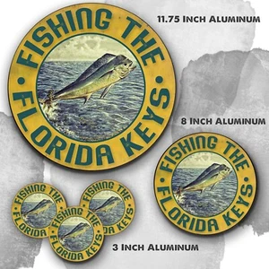 Fishing The Florida Key Mahi Mahi Design Reproduction Aluminum Circle Sign - Bild 1 von 4