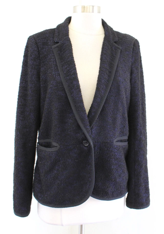 Куртка блейзер Cartonnier Anthropologie темно-синяя черная Nubby Tweed размер 12 - Изображение 1 из 4