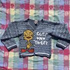 Vintage Girls Sweater Tweety Bird Looney Tunes Warner Bros Vneck Cute N Tweet