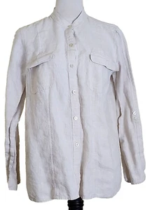 Madison & Max Women's Classic 100% Linen Beige Long Sleeve Blouse, Size 12 - Picture 1 of 13