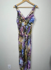 ECI New York Babydoll Y2K Smocked Waist Maxi Dress Size 12 Forest Fairy Pockets - Picture 1 of 11