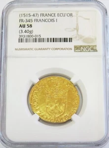 1515 -1547 RENAISSANCE GOLD FRANCE ECU D'OR FRANCOIS I COIN NGC ABOUT UNC 58 - Picture 1 of 3