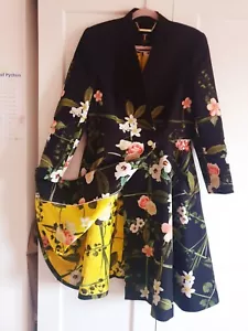 New Ted Baker Secret Trellis Black Textured Floral Satin Dress Coat UK 10 TB 2 - Picture 1 of 24
