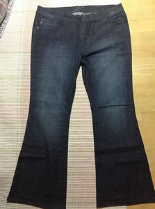 Womens Blue Bootcut Faded Jeans 36" waist Distressed Slimming Flattering Design - Picture 1 of 12