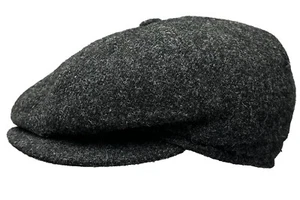 fiebig ® BAKERBOY FLATCAP SCHIRMMÜTZE WOLLMÜTZE SHETLAND WOLLE ANTHRAZIT MELANGE - Bild 1 von 5