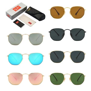 Ray-Ban Hexagonal RB3548 Gold Frame/ Black Sunglasses - Picture 1 of 19
