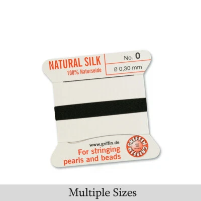 Hilo de cordón de seda natural Griffin negro con aguja Foto 1 de 4