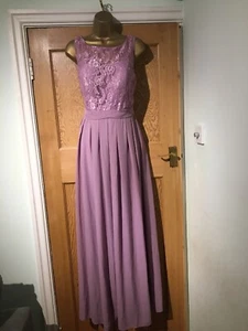 Hand Made Evening Dress Size 16 Lilac Purple Lace Detail Stunning - Picture 1 of 7