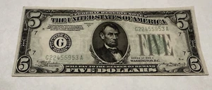 $5 1934 ((XF / AU)) LGS LIME ((LIGHT GREEN SEAL)) Federal Reserve Note - Picture 1 of 4