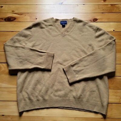 Club Room Lambswool Sweater Mens XL Brown V Neck Preppy Dad School Teacher - Image 1 of 4
