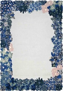 Hand-Tufted floral rug 5x8 ft area rugs beige carpet rug for bedroom living room - Picture 1 of 9