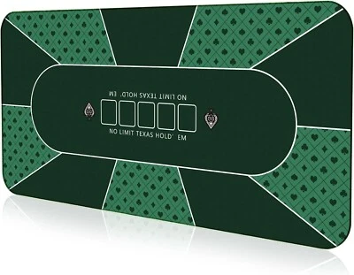 Alfombrilla de póquer verde 94"x47" con bordes cosidos, 10 jugadores Texas Hold'em tablero de mesa Foto 1 de 4
