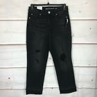 INC Denim Delancey Ripped Straight High Rise Womens Size 10/30 Black Ankle Jeans