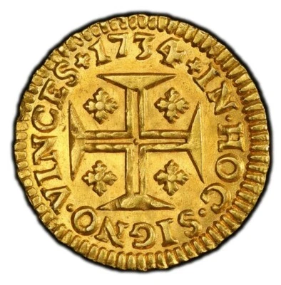 Portugal - 1734 João V oro 400 Reis - PCGS MS62 - IMPRESIONANTE BELLEZA RICAMENTE TONIFICADA Foto 1 de 4