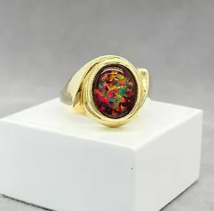 Opal Ring 9ct Gold Synthetic Opal Size M Preloved RRP $1200 - Picture 1 of 9
