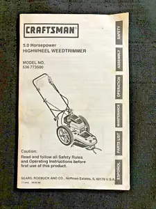 Sears Craftsman Highwheel Unkrautschneider Bedienungsanleitung für 536.773500 - Bild 1 von 2