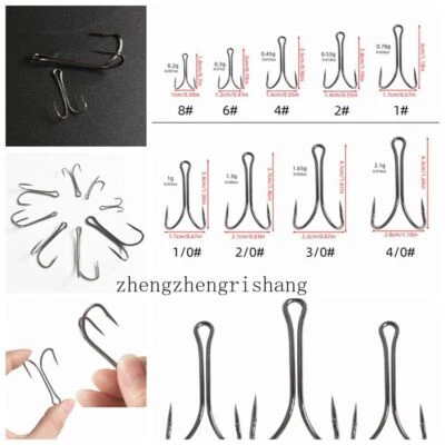 50pc Stainless Steel Double Strong Fishing Hook Saltwater Frog Toad Hooks 8#-4/0 - Image 1 of 4