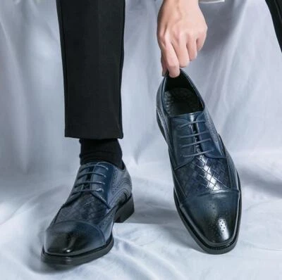 Zapatos de salón informales con cordones de negocios formales para hombre punta puntiaguda novio boda  Foto 1 de 4