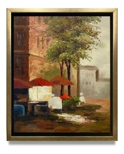 NY Art-Original Oil Painting of the side of a Street View Canvas 8x10 Framed - Picture 1 of 6