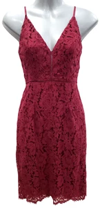 NWT ASTR The Label Wine Colored Christmas Party Spaghetti Strap Lace Dress XS - Picture 1 of 7