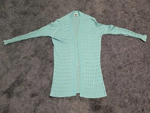 Missoni Turquoise V-Neck Stretch Cotton Blend Cardigan Buttonless EUR46 - Picture 1 of 12