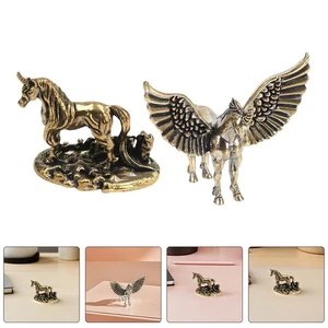 2pcs Brass Horse Statue: Year Of The Horse Art Figurine Ornaments For Desk - Picture 1 of 20
