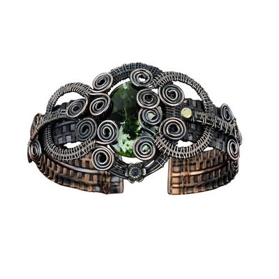 Venta Día de la Amistad Ovalado Australiano Cromo Calcedonia Piedras Preciosas Boho Puño Cobre Foto 1 de 4