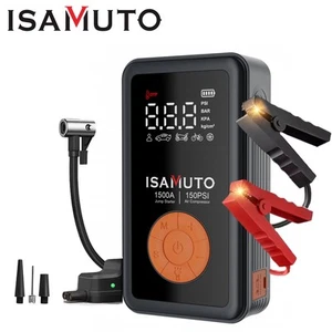 ISAMUTO Arrancador de Salto con Compresor de Aire Portátil Coche Batería Booster Banco de Energía - Imagen 1 de 14