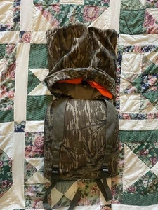 Vintage 80s Mossy Oak Treestand Minimalist Strap Hunting Vest with Seat RARE - Picture 1 of 6