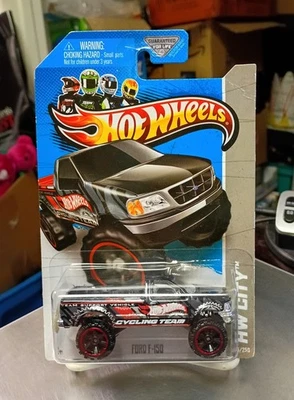 Hot Wheels 2013 HW City Ford F-150 Black Truck Cycling Team #45/250 NOS  C20 - Image 1 of 2