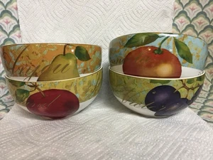 222 Fifth FRUIT RENAISSANCE Schale 4er Set Birne Pflaume Apfel Orange NEUWERTIG! - Bild 1 von 10