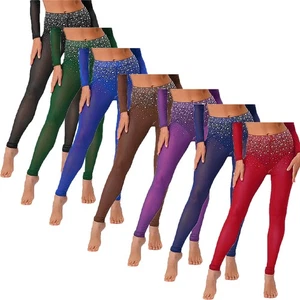 Damen Tanzkleidung Trachtenhose Balletthose transparent Tanz High Waist Glitzer - Bild 1 von 95