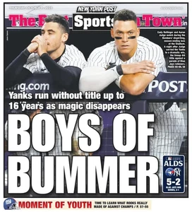 YANKEES CANT HIT BOYS OF BUMMER TORONTO WINS ALDS GAME 4 NY POST 10/9 2025 - Picture 1 of 1