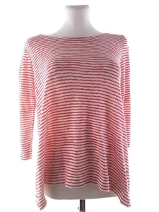 Esprit Size M Red Blouse Cotton 100% Sleeve 3/4 Stripes - Picture 1 of 5