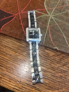 Fossil Quartz Watch ES-1512 Women Silver Steel Rectangle Crystals New Batt 6.25" - Picture 1 of 5