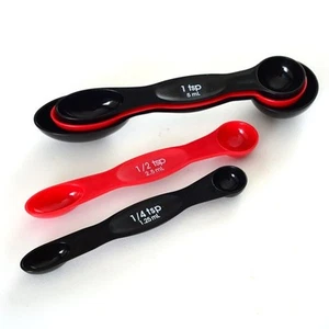 Norpro 5 Piece Nesting Magnetic Measuring Spoon Set 1/4 tsp to 1 tbsp, Red/Black - Picture 1 of 5