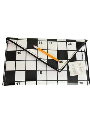 Crucigrama clutch Kent Stetson correa de cadena extraíble firmado por artista nuevo con etiquetas Foto 1 de 4