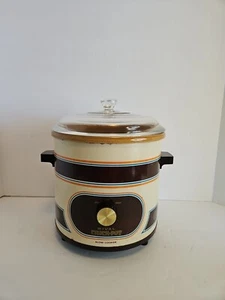 VTG 1970’s Rival Crock Pot Slow Cooker Model 3100/3.5 qt GUC Brown Blue Orange - Picture 1 of 7