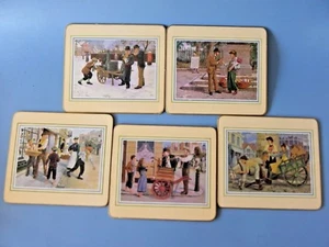 5 Rare Cork Back Placemats With Early 20th Century People Images 8.5" X 7.5" - Picture 1 of 7