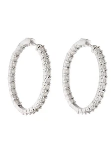 Effy ENY NWT Diamond Medium/Large Hoop Earrings 1.96 TCW. - Picture 1 of 4