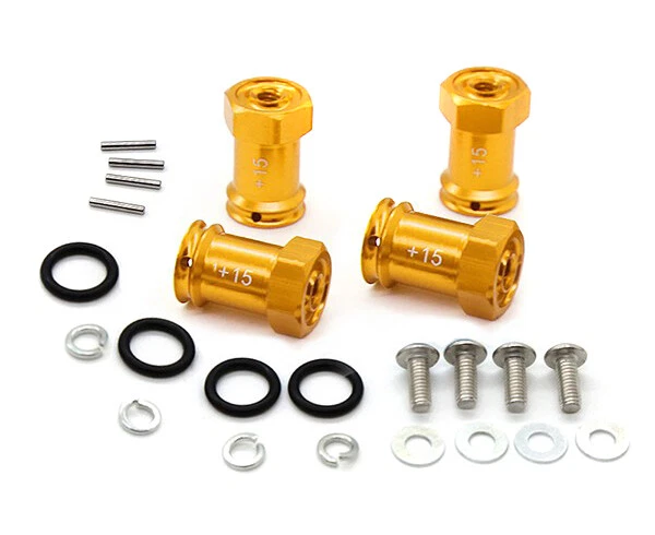 Alloy Machined Hex Wheel Adapters +15mm Offset for 1/16 E-Revo, Slash & Summit - Image 1 of 1