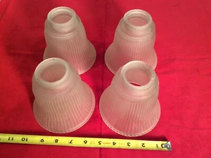 4 Vintage Frosted/ Opaque Ribbed Glass Vanity, Ceiling Fan, Sconce Shades V/Nice - Picture 1 of 6