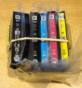 full set of 5 GENUINE EPSON 26 'Polar Bear' BK PBK C M Y ORIGINAL ink cartridges - Picture 1 of 2