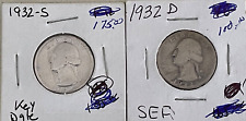 1932-D, 1932-S Washington Silver Quarters