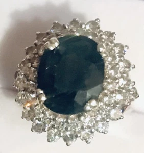 ANILLO DE TURMALINA VERDE ESMERALDA NATURAL DE 14 K ORO BLANCO SOBRE PLATA 18,60 CTW - Imagen 1 de 10