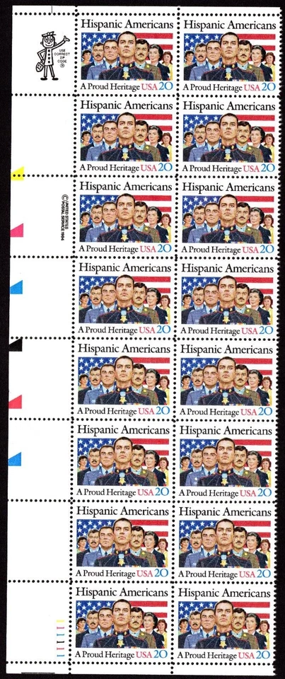 Scott #2103 Hispanic Americans Plate Block of 20 Stamps - MNH LL - Image 1 of 1