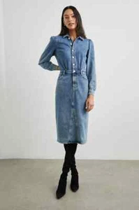 Rails Beverly Denim dress Size M West Coast Front Button Closure $278 NWT - Picture 1 of 4