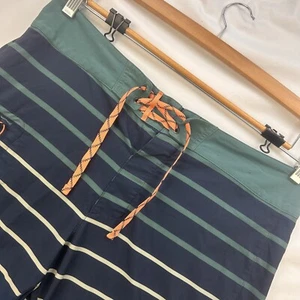 Patagonia Men Green Blue Stripes Swim Trunks 33 - Picture 1 of 7