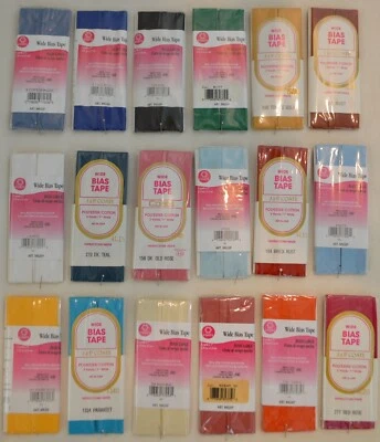 WRIGHTS / COATS & CLARK Wrights / C&C Bias Tape Single Fold- 7/8" - 1" x 3yd - 61 Bright Colors!