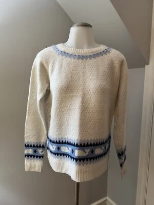 Suéter Pullover Mujer Vineyard Vines Blanco/Azul Ballena Manga Larga S Foto 1 de 4
